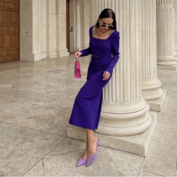 NWT TOP ZARA PURPLE CROPPED TOP - Picture 2 of 8